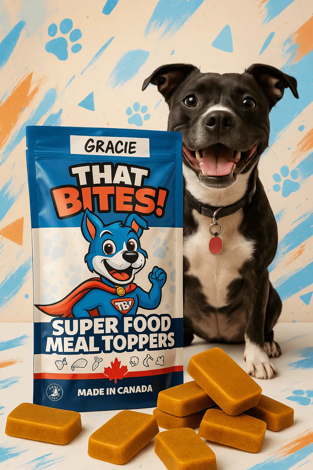 Superfood dog food meal toppers made in Calgary, AB for all sizes of dogs. Made and delivered in Calgary